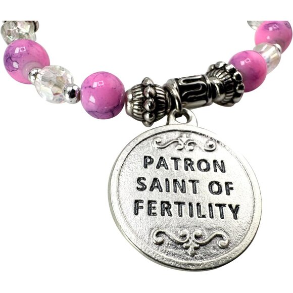 St. Gerard Ladies Fertility Polymer Glass Bead Charm Bracelet Gift - Picture 4 of 9